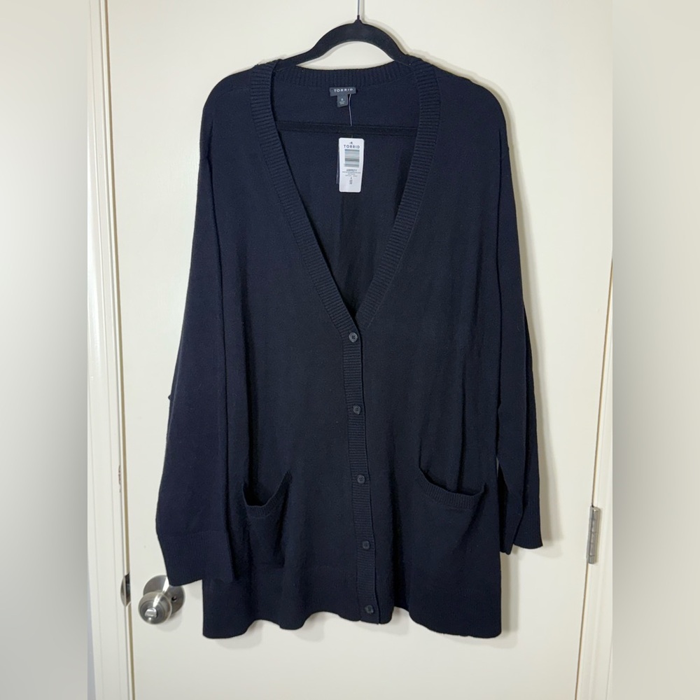 Torrid Deep Black V-Neck Button up Cardigan Sweater Plus‎ Size 6X
